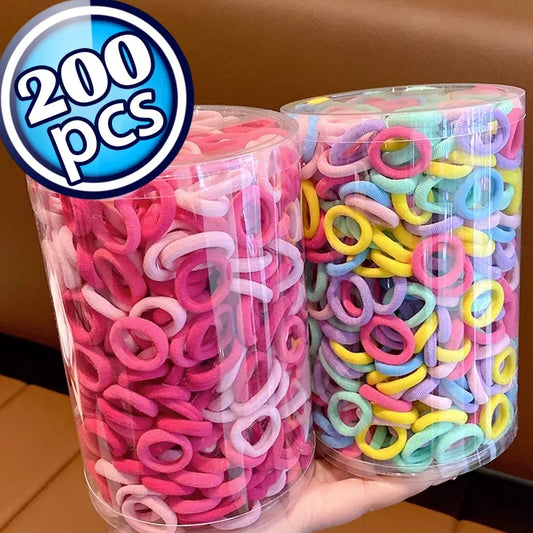100/200PCS Women Girls Colorful Nylon Elastic Hair Bands Ponytail Hold Small Hair Tie Rubber Bands Scrunchie Hair Accessories